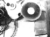 a black and white drawing of a woman holding a phone